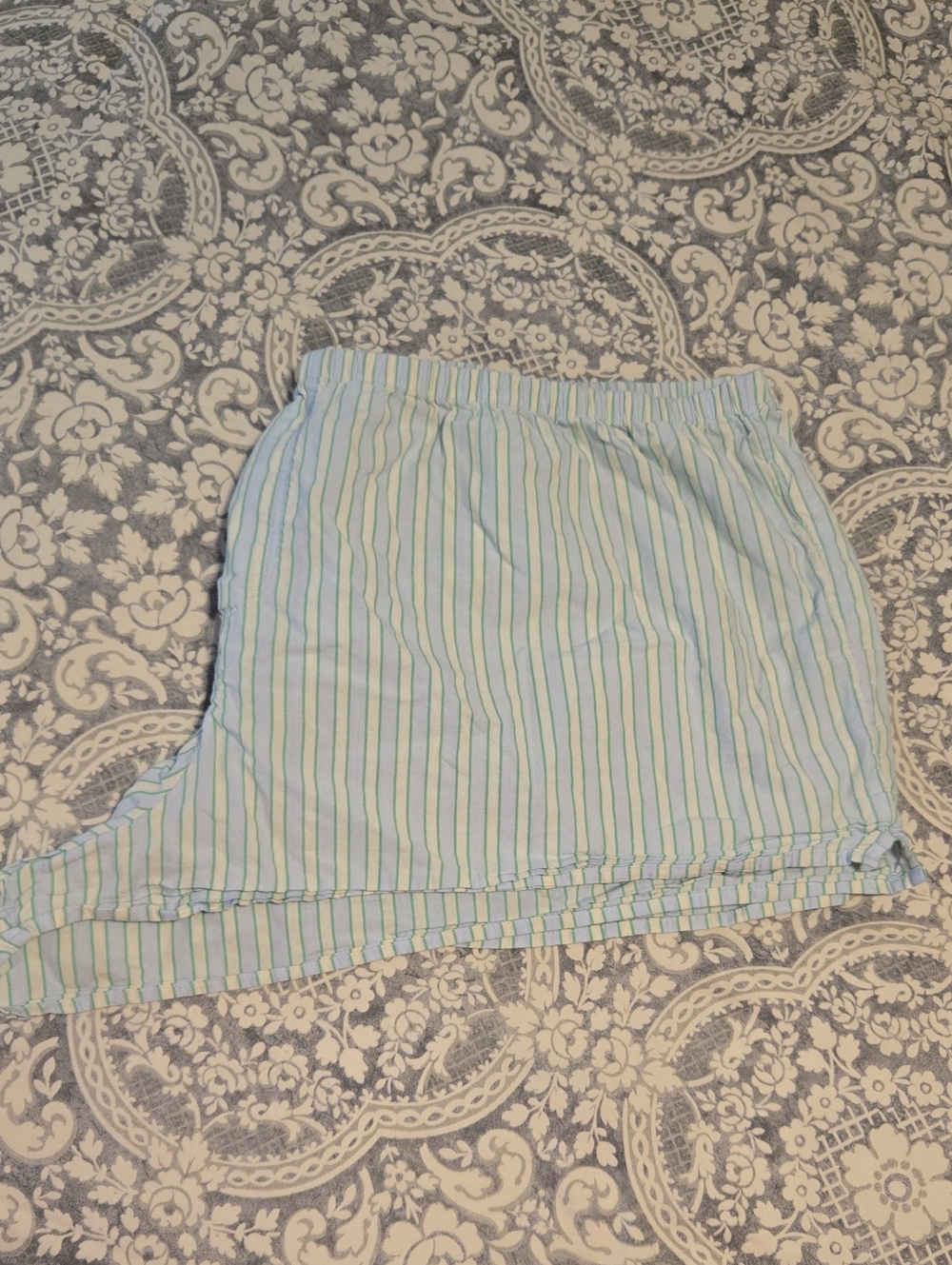 aerie Striped Poplin Cotton Lounge Shorts in Light Blue & Mint